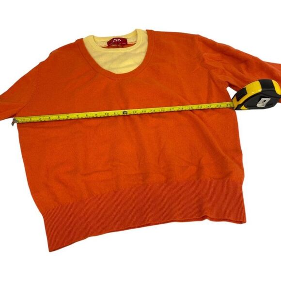 Zara X Harry Lambert Mens Sweater L Large Orange ColorBlock Wool  2893/321 NWT - Picture 9 of 13
